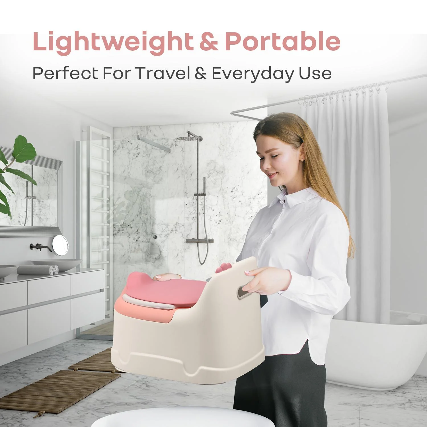 Tiny Tots Dino BPA-Free Potty Training Toilet Seat For Baby With Cushion - White Pink - Image 6