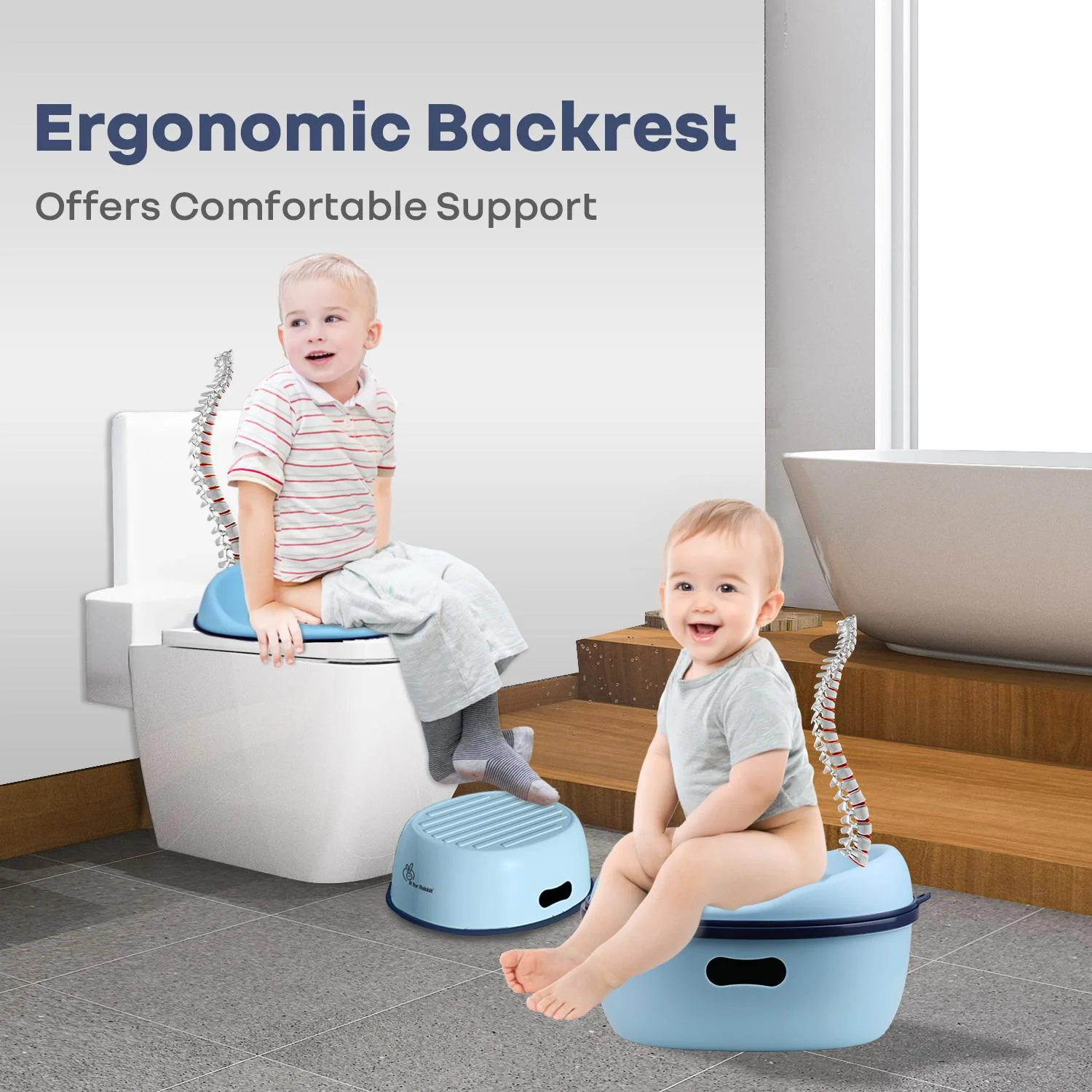 Tiny Tots Mellow 3-In-1 Convertible Potty Training Seat Safe & Ergonomic Chair - Sky Blue - Image 5