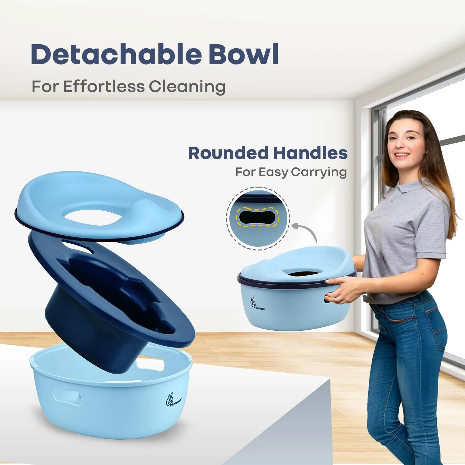 Tiny Tots Mellow 3-In-1 Convertible Potty Training Seat Safe & Ergonomic Chair - Sky Blue - Image 7