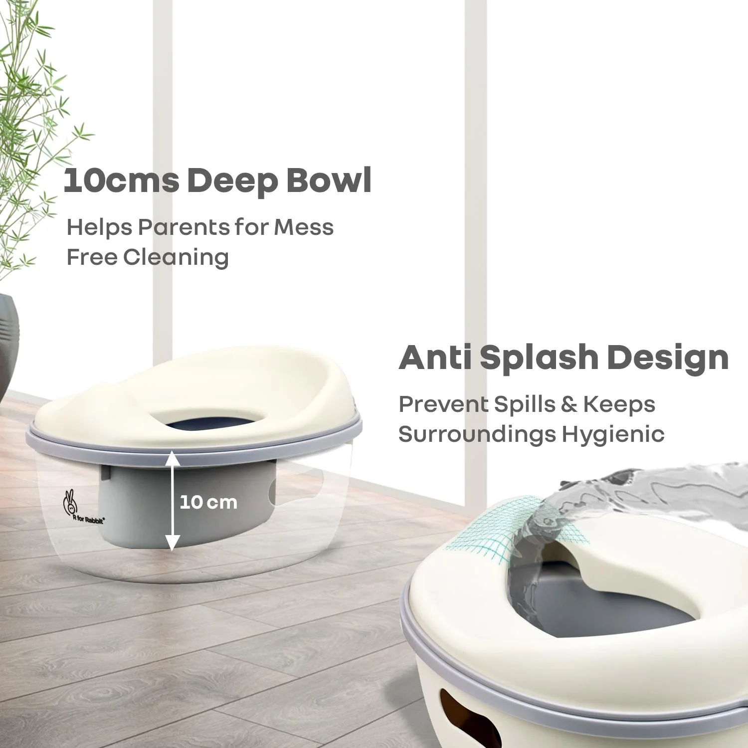 Tiny Tots Mellow 3-In-1 Convertible Potty Training Seat Safe & Ergonomic Chair - White Grey - Image 3