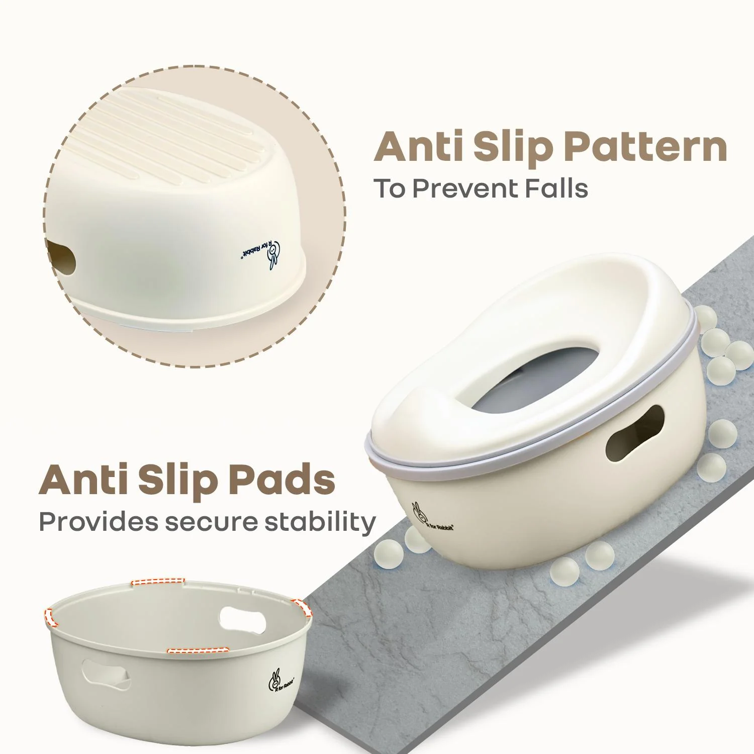 Tiny Tots Mellow 3-In-1 Convertible Potty Training Seat Safe & Ergonomic Chair - White Grey - Image 6