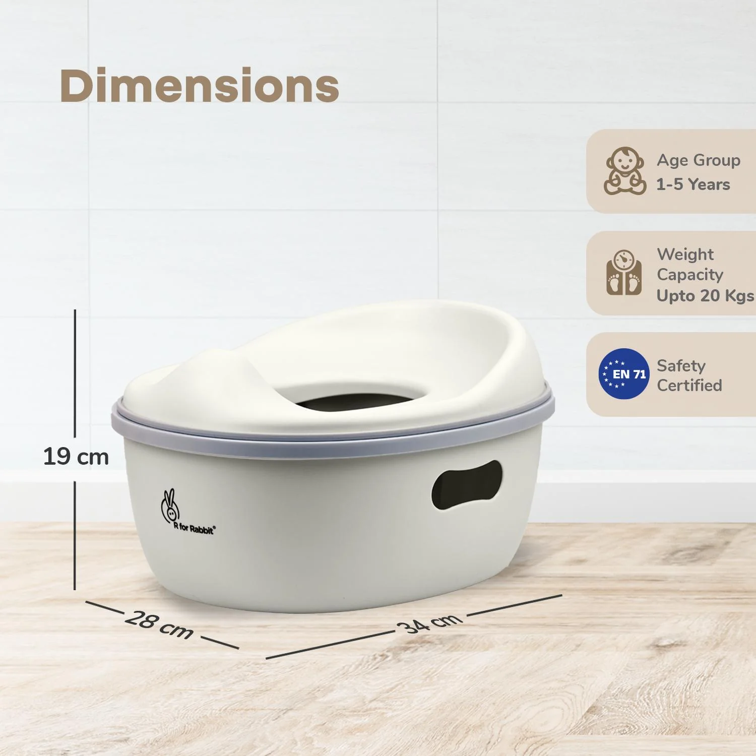 Tiny Tots Mellow 3-In-1 Convertible Potty Training Seat Safe & Ergonomic Chair - White Grey - Image 8