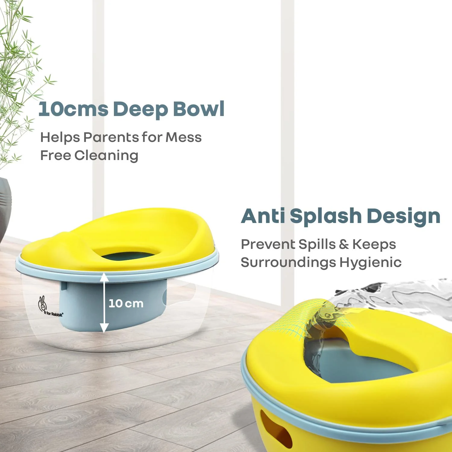 Tiny Tots Mellow 3-In-1 Convertible Potty Training Seat Safe & Ergonomic Chair - Yellow Blue - Image 3