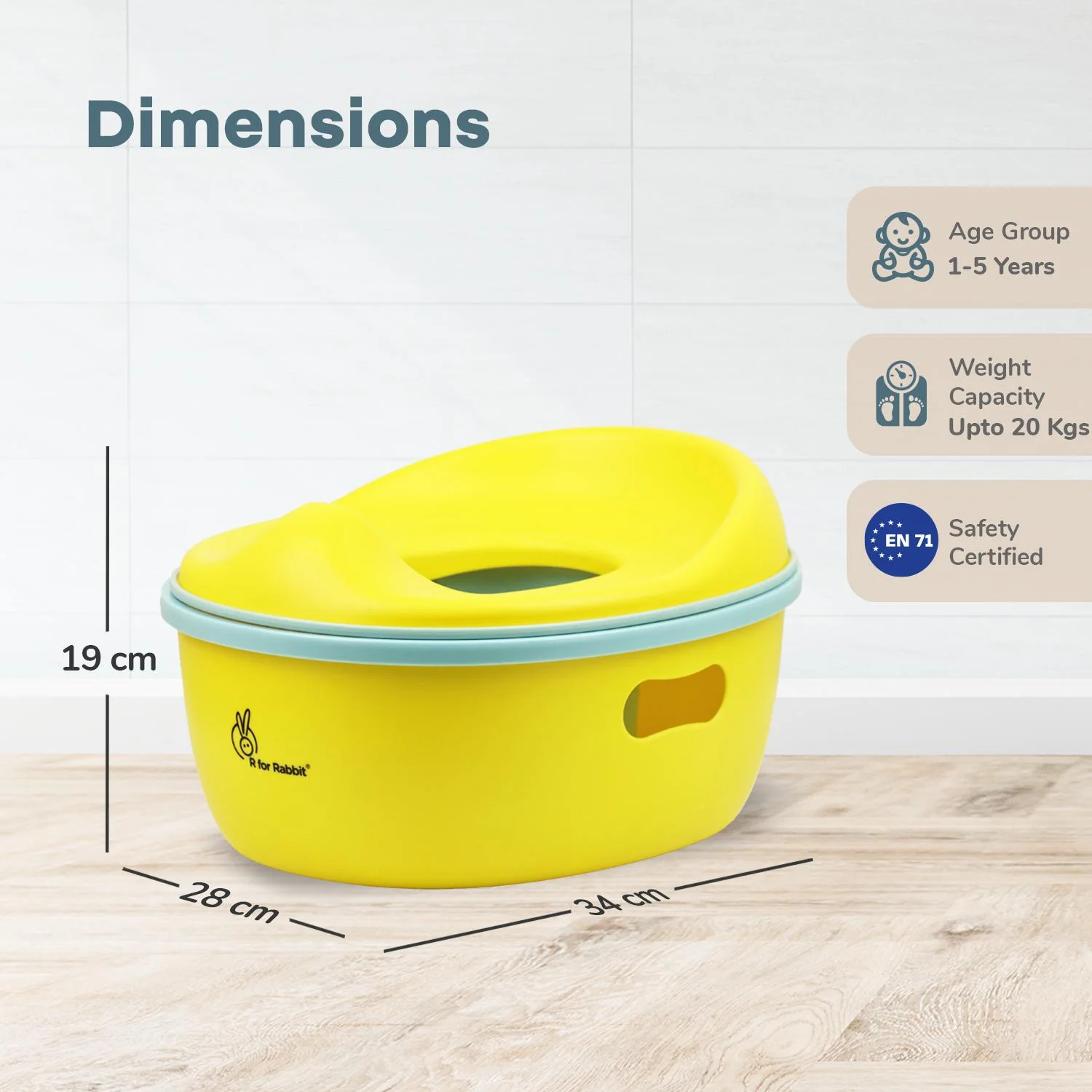 Tiny Tots Mellow 3-In-1 Convertible Potty Training Seat Safe & Ergonomic Chair - Yellow Blue - Image 8