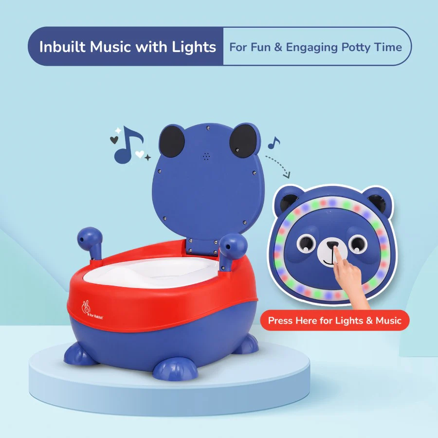 Tiny Tots Panda Potty Training Seat for Baby With Backrest And Grip Handles - Blue Red - Image 3