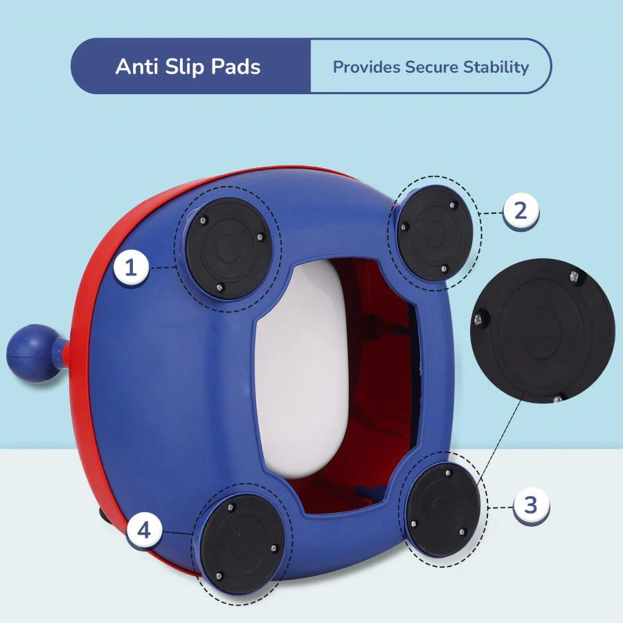Tiny Tots Panda Potty Training Seat for Baby With Backrest And Grip Handles - Blue Red - Image 4
