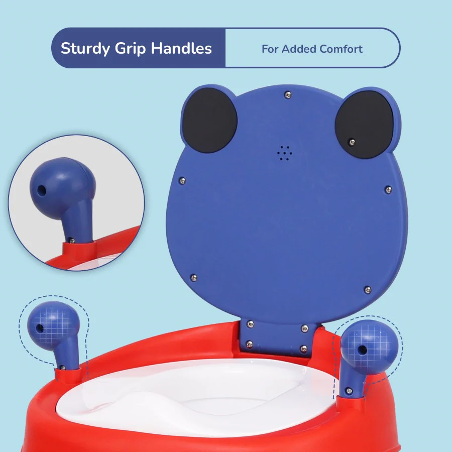 Tiny Tots Panda Potty Training Seat for Baby With Backrest And Grip Handles - Blue Red - Image 6