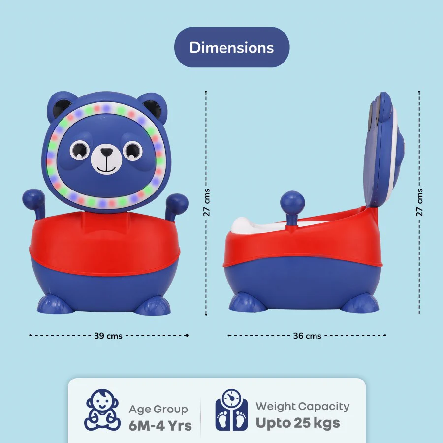 Tiny Tots Panda Potty Training Seat for Baby With Backrest And Grip Handles - Blue Red - Image 8