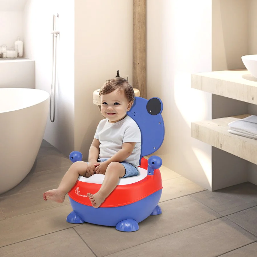 Tiny Tots Panda Potty Training Seat for Baby With Backrest And Grip Handles - Blue Red - Image 9