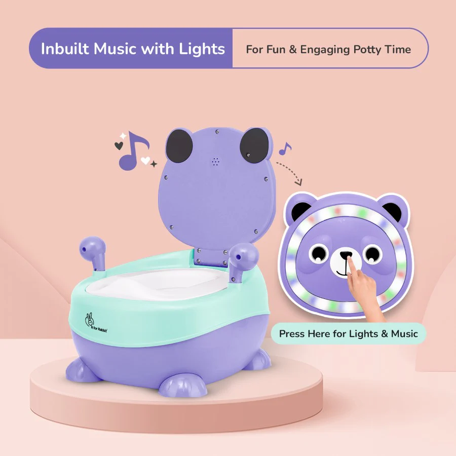 Tiny Tots Panda Potty Training Seat for Baby With Backrest And Grip Handles - Purple Green - Image 3