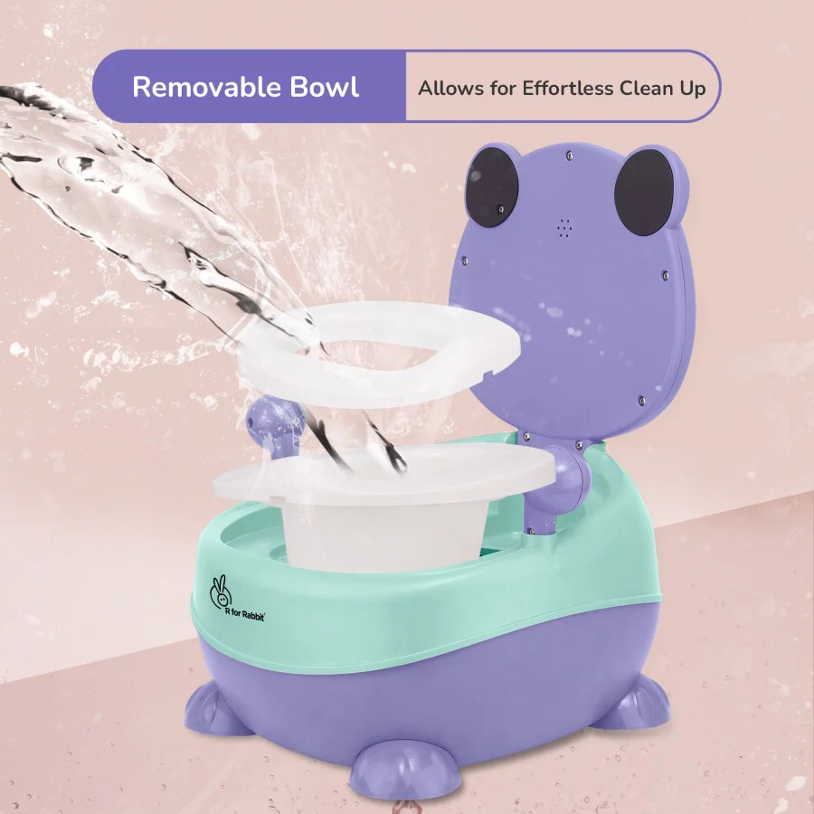 Tiny Tots Panda Potty Training Seat for Baby With Backrest And Grip Handles - Purple Green - Image 5