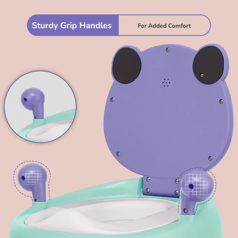 Tiny Tots Panda Potty Training Seat for Baby With Backrest And Grip Handles - Purple Green - Image 6