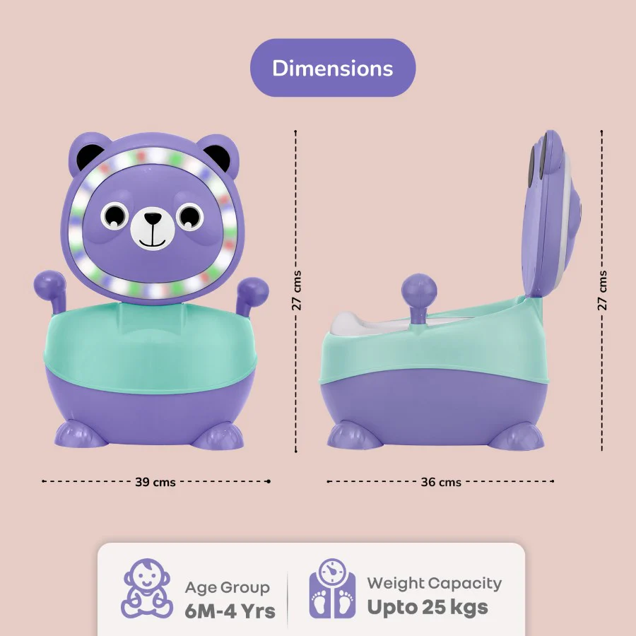 Tiny Tots Panda Potty Training Seat for Baby With Backrest And Grip Handles - Purple Green - Image 8