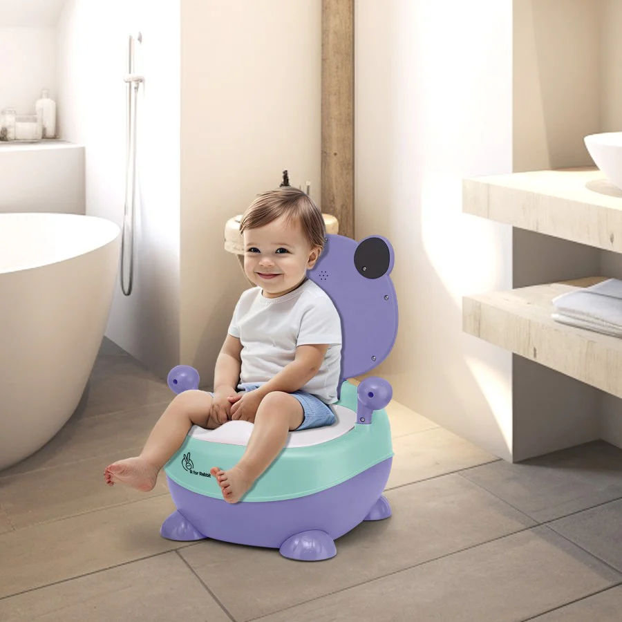 Tiny Tots Panda Potty Training Seat for Baby With Backrest And Grip Handles - Purple Green - Image 9
