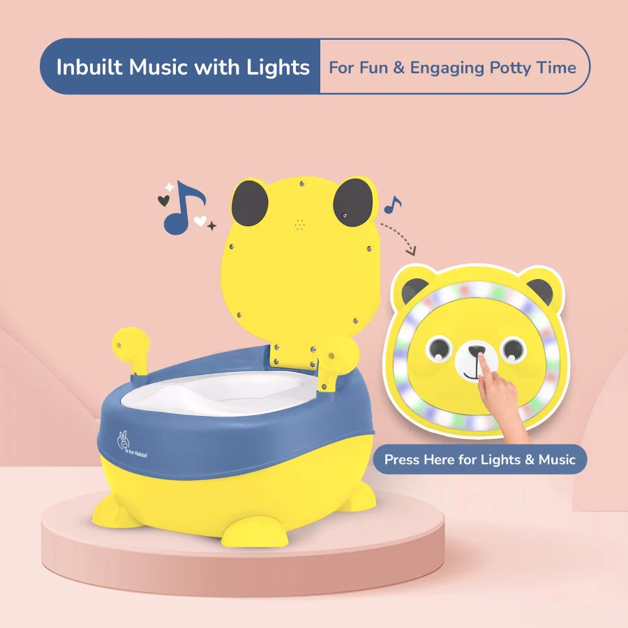 Tiny Tots Panda Potty Training Seat for Baby With Backrest And Grip Handles - Yellow Blue - Image 3