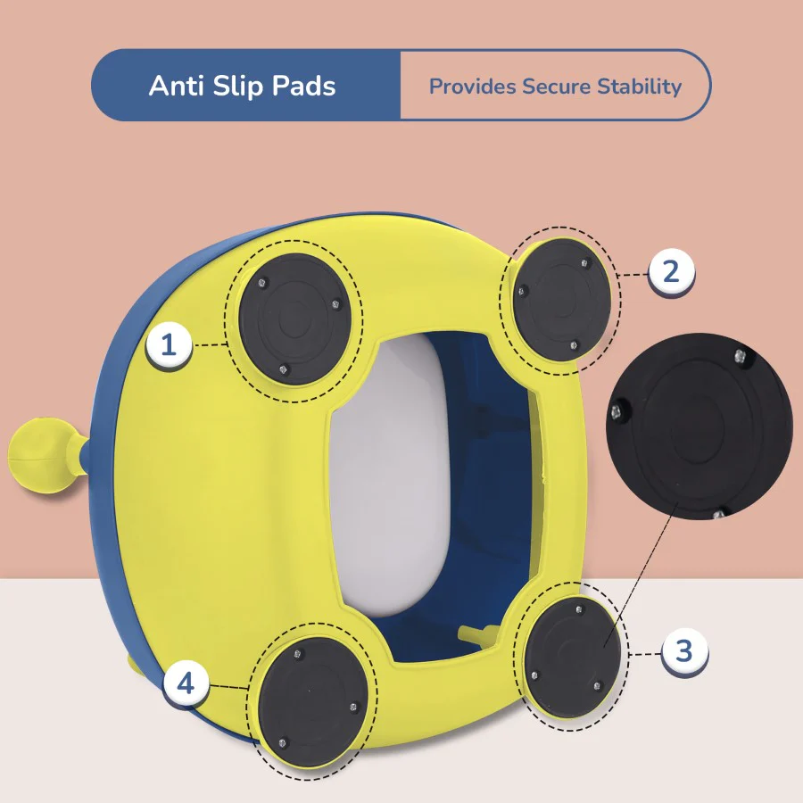 Tiny Tots Panda Potty Training Seat for Baby With Backrest And Grip Handles - Yellow Blue - Image 4