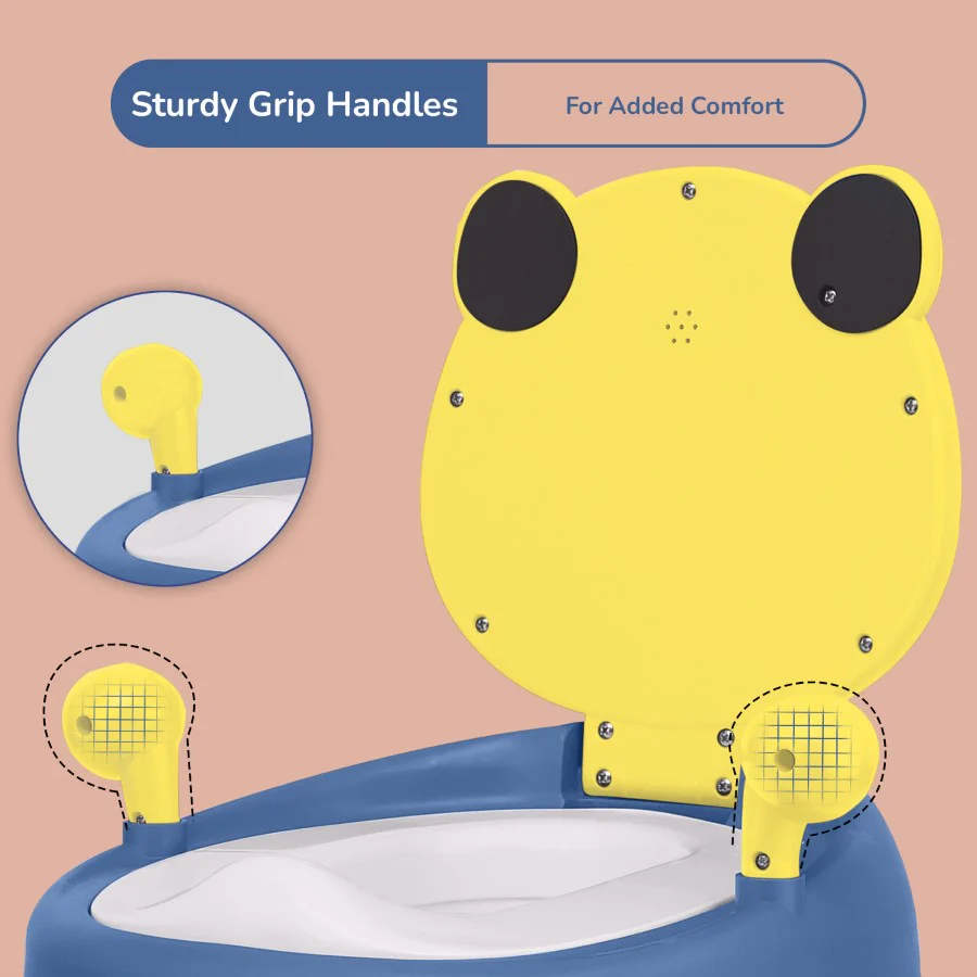 Tiny Tots Panda Potty Training Seat for Baby With Backrest And Grip Handles - Yellow Blue - Image 6