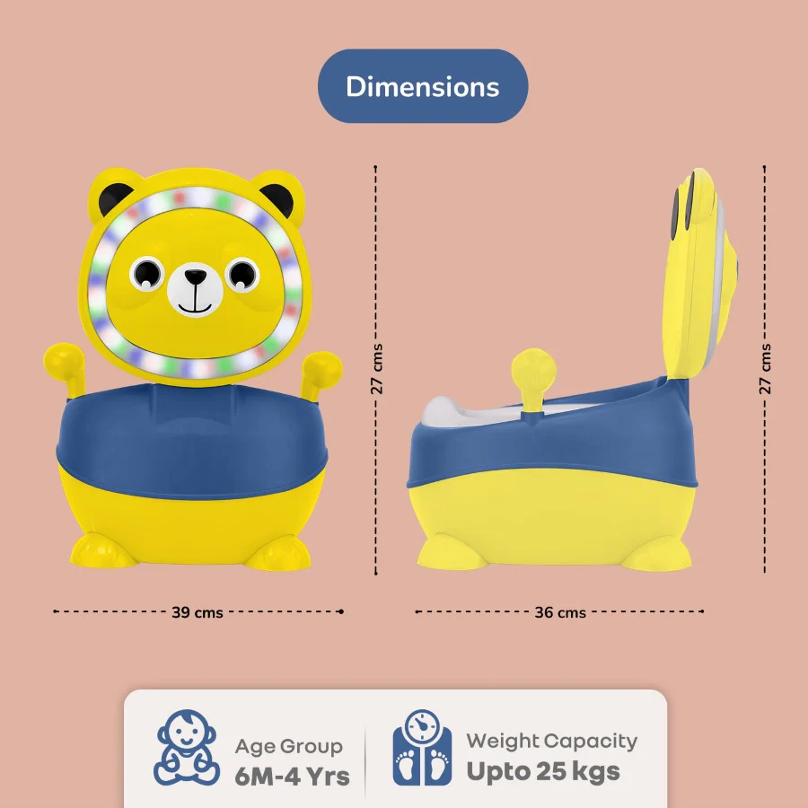 Tiny Tots Panda Potty Training Seat for Baby With Backrest And Grip Handles - Yellow Blue - Image 8
