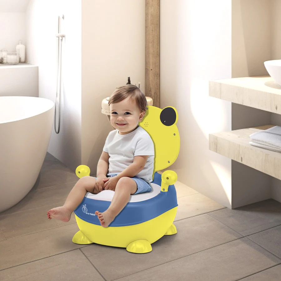 Tiny Tots Panda Potty Training Seat for Baby With Backrest And Grip Handles - Yellow Blue - Image 9