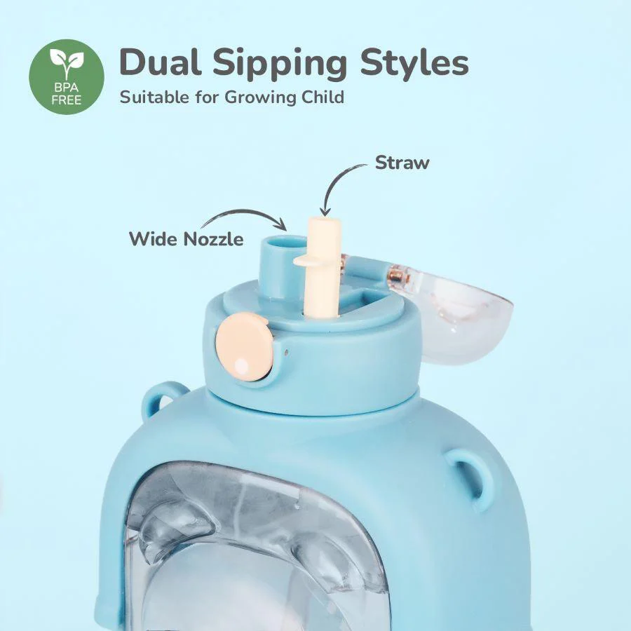 Tritan Baloo Straw Sipper Bottle 1000ml BPA free Tritan Material with Silicone Straw - Image 6