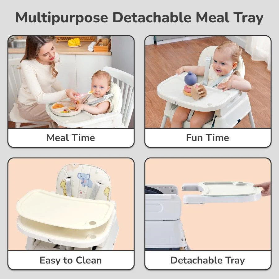 Truffle High Chair For Kids 4-in-1 Convertible Scratch Proof & Anti-Skid Rubber Base High Chair - Beige - Image 5