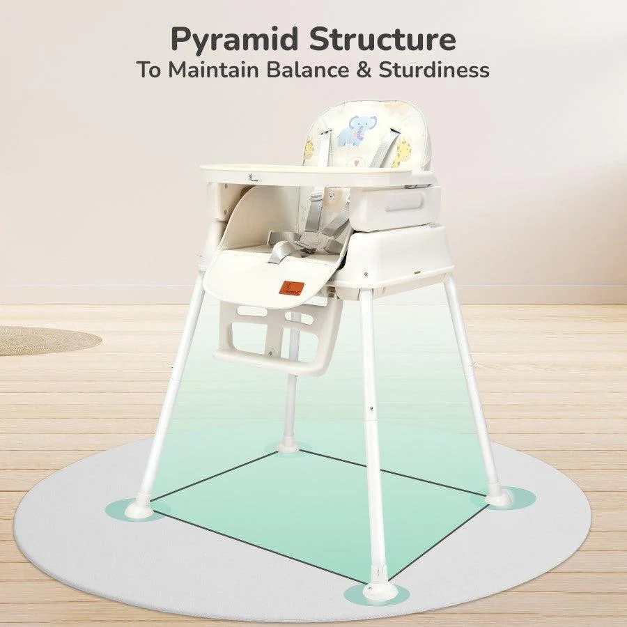 Truffle High Chair For Kids 4-in-1 Convertible Scratch Proof & Anti-Skid Rubber Base High Chair - Beige - Image 6