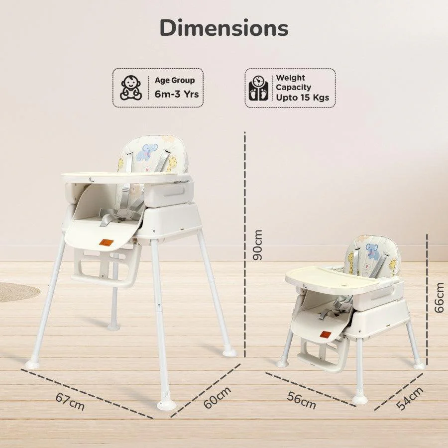 Truffle High Chair For Kids 4-in-1 Convertible Scratch Proof & Anti-Skid Rubber Base High Chair - Beige - Image 8