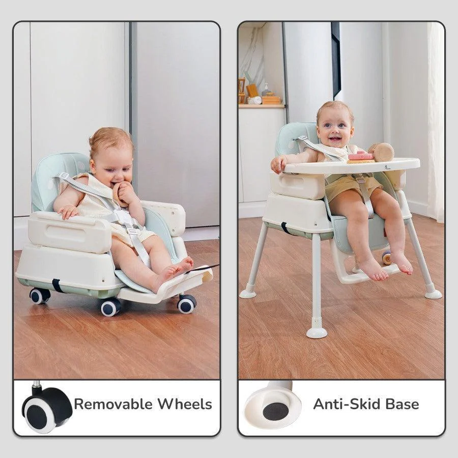 Truffle High Chair For Kids 4-in-1 Convertible Scratch Proof & Anti-Skid Rubber Base High Chair - Sea Green - Image 4