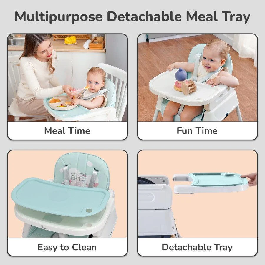 Truffle High Chair For Kids 4-in-1 Convertible Scratch Proof & Anti-Skid Rubber Base High Chair - Sea Green - Image 5