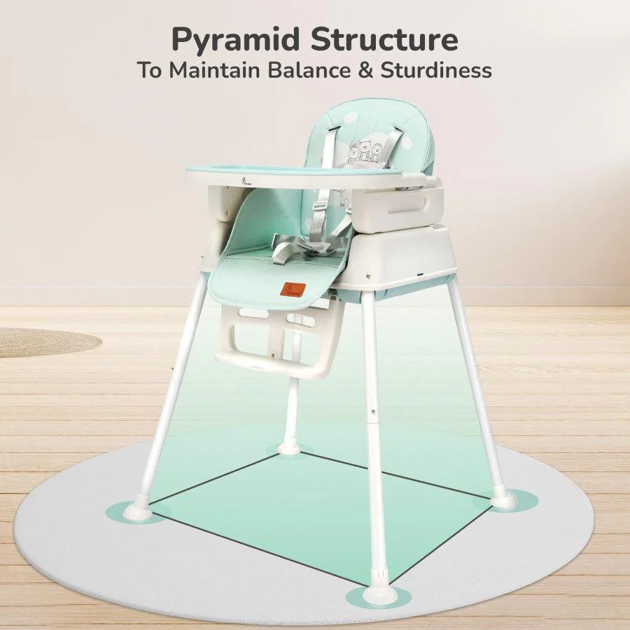 Truffle High Chair For Kids 4-in-1 Convertible Scratch Proof & Anti-Skid Rubber Base High Chair - Sea Green - Image 6