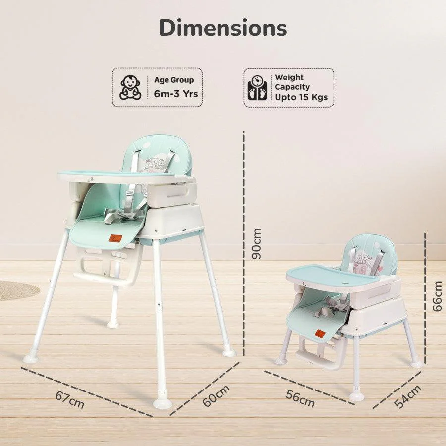 Truffle High Chair For Kids 4-in-1 Convertible Scratch Proof & Anti-Skid Rubber Base High Chair - Sea Green - Image 8