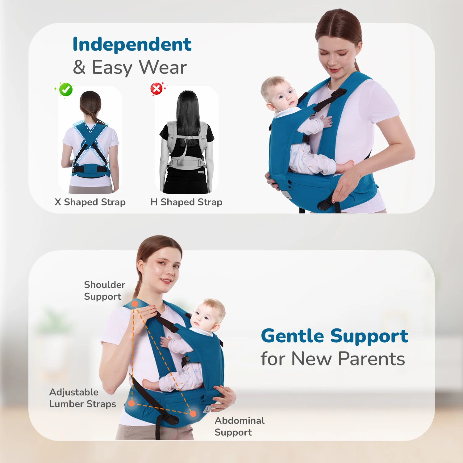 Upsy Daisy Cozy Ergonomic 5-in-1 Hip Sit Baby Carrier for All-Day Comfort - Image 14
