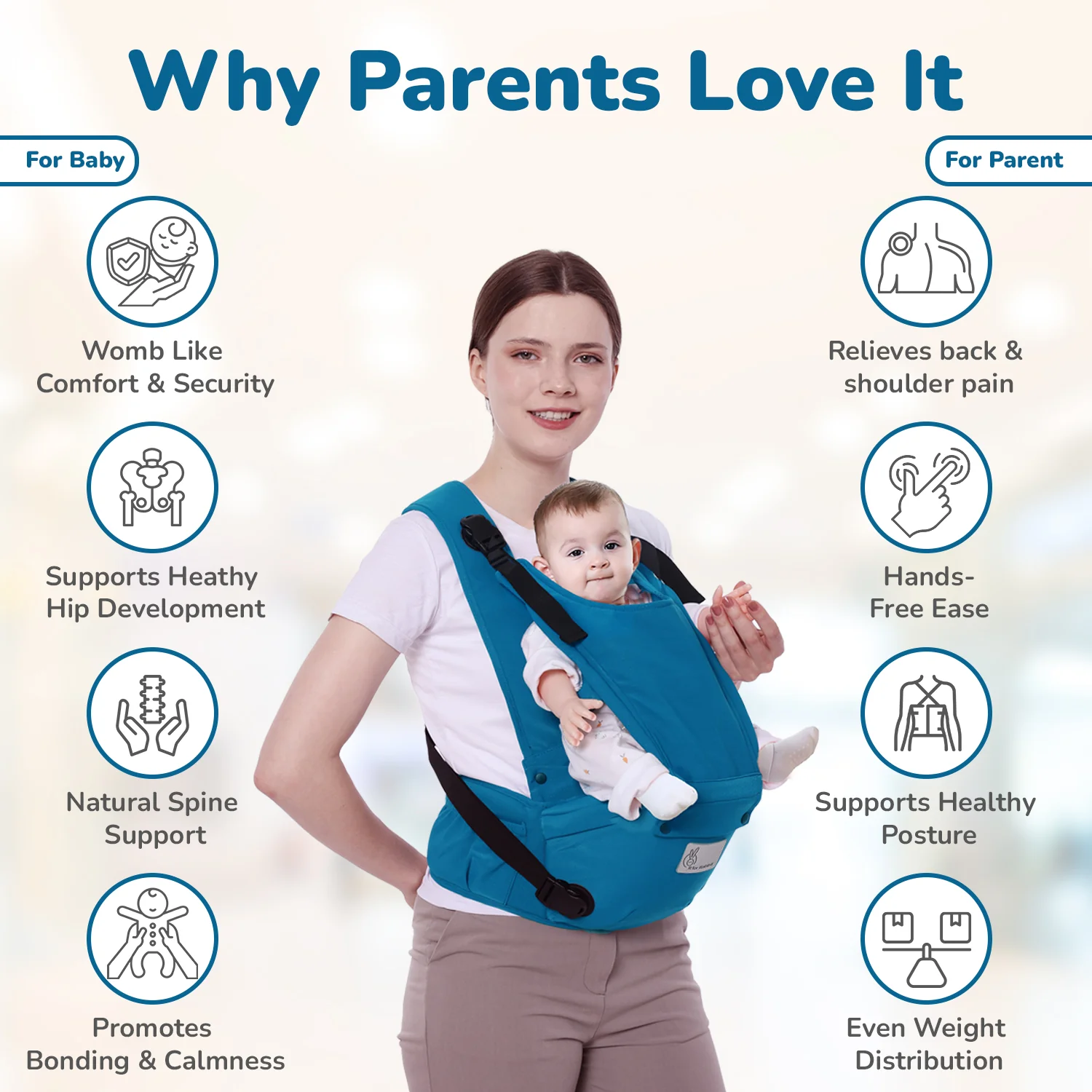 Upsy Daisy Cozy Ergonomic 5-in-1 Hip Sit Baby Carrier for All-Day Comfort - Image 16