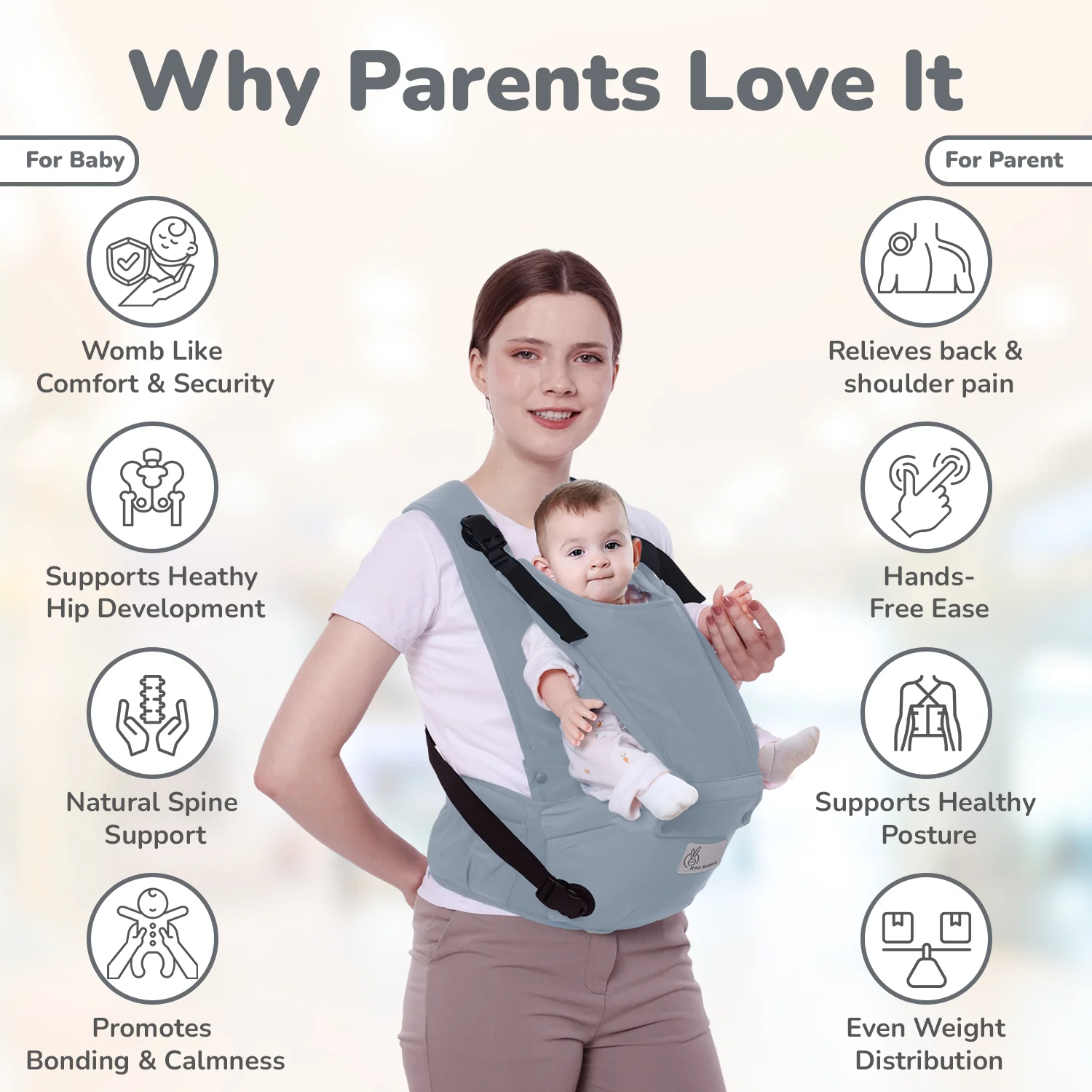 Upsy Daisy Cozy Ergonomic 5-in-1 Hip Sit Baby Carrier for All-Day Comfort - Image 26