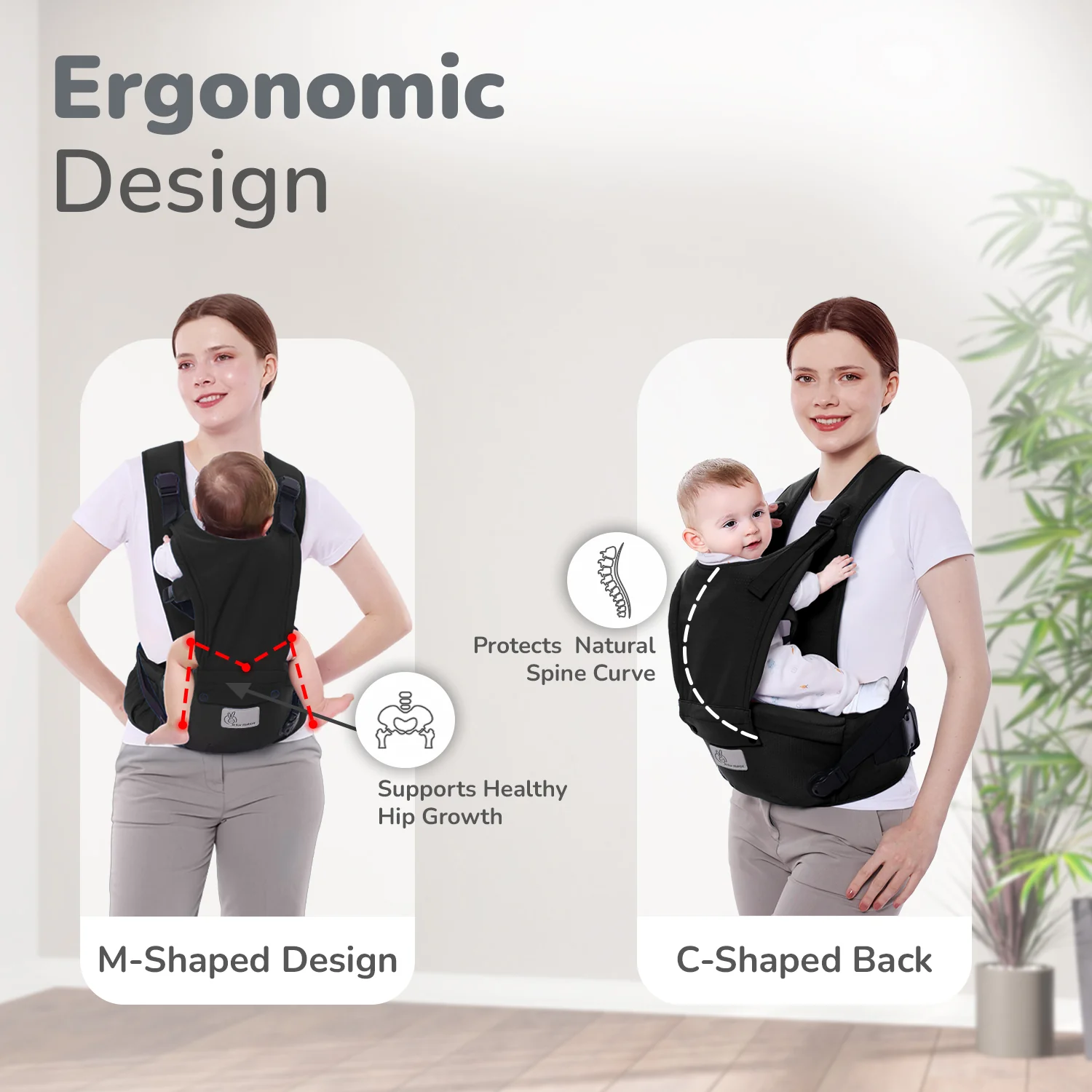 Upsy Daisy Cozy Ergonomic 5-in-1 Hip Sit Baby Carrier for All-Day Comfort - Image 3