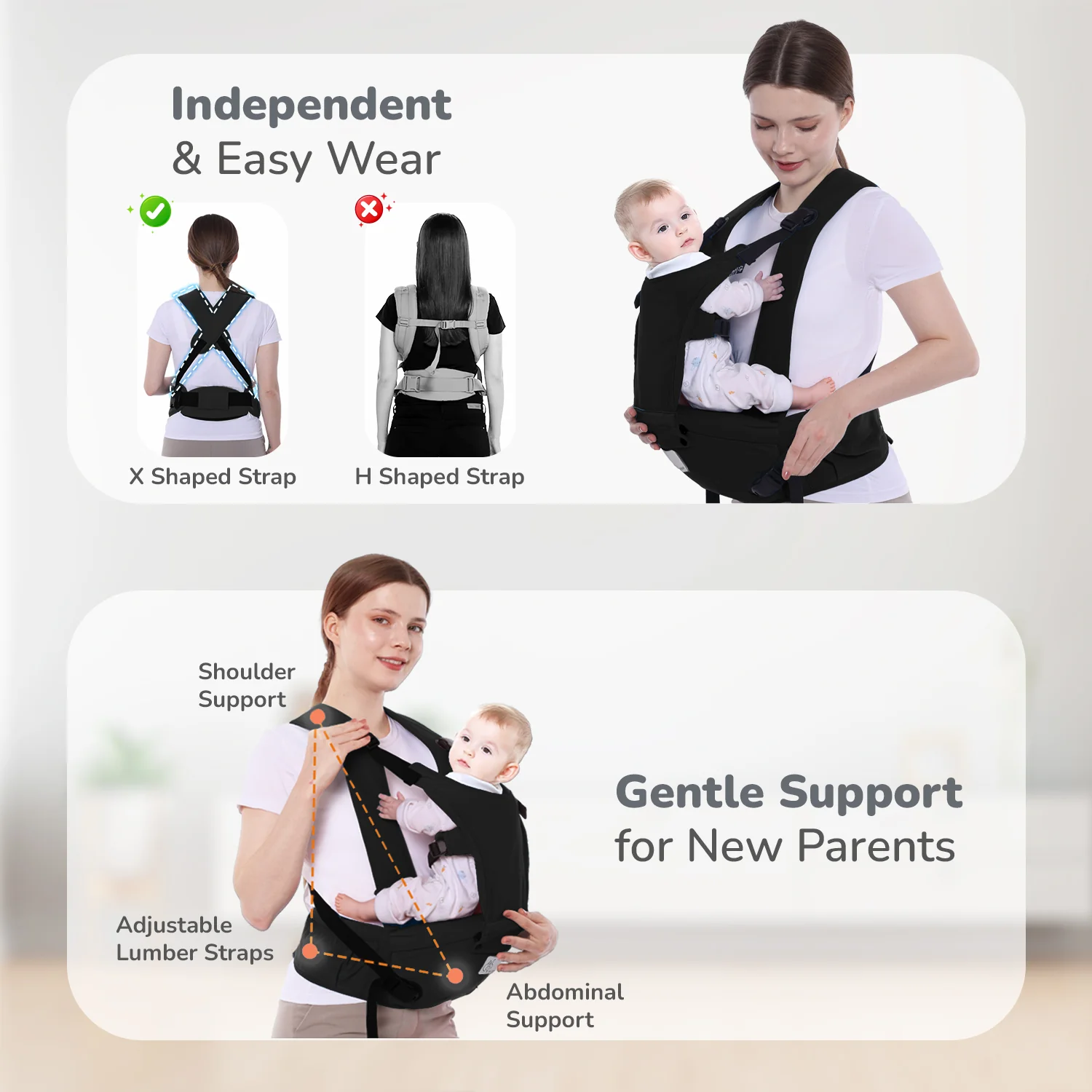 Upsy Daisy Cozy Ergonomic 5-in-1 Hip Sit Baby Carrier for All-Day Comfort - Image 4