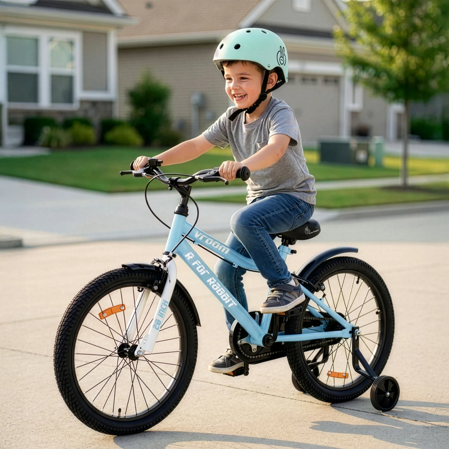 Vroom Bicycle For Kids 20 Inch With 90% Plug And Play For Ease Of Installation, Wide Training Wheels, Adjustable Seat, 7-10yrs, Upto 50kgs