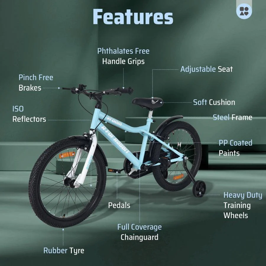 Vroom Bicycle For Kids 20 Inch With 90% Plug And Play For Ease Of Installation, Wide Training Wheels, Adjustable Seat, 7-10yrs, Upto 50kgs - Image 3